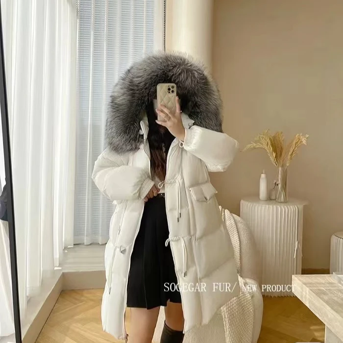 【宝藏衣橱上新】5005长款白鹅绒韩系大毛领羽绒服