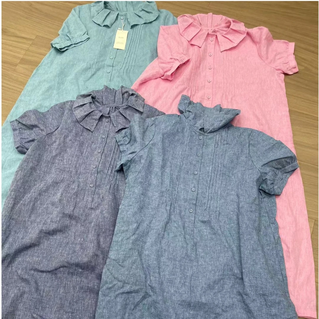 彩色翻领衬衫眠麻裙