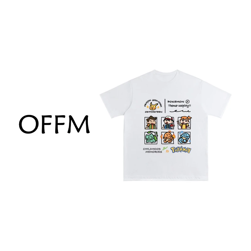 OFF M【宝可梦cos】纯棉短袖T恤复古重磅男女同款宽松休闲百搭上衣