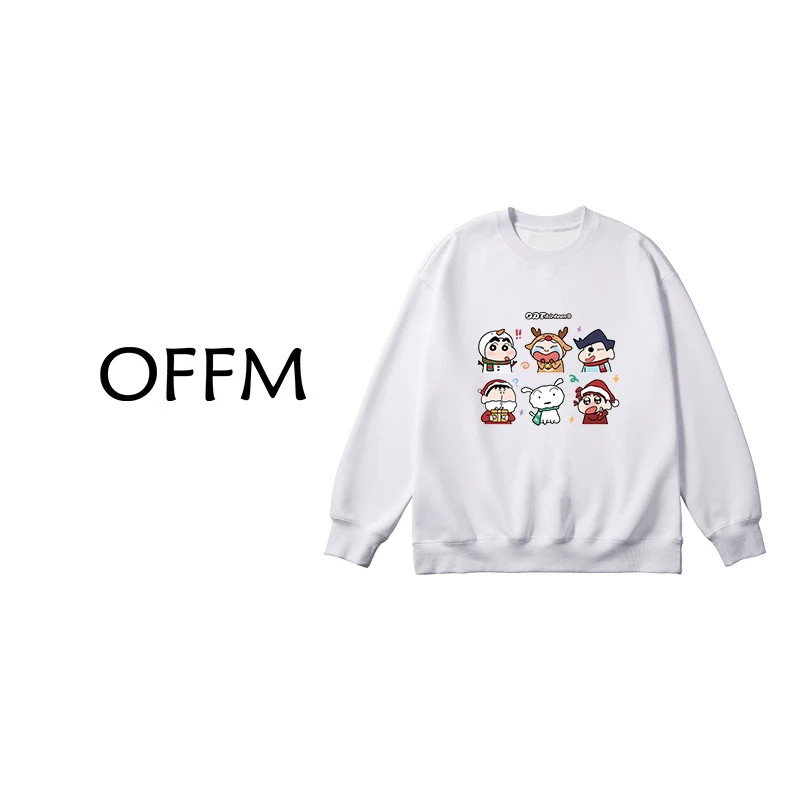 OFF M【圣诞小新】圆领卫衣 秋冬卡通印花宽松百搭上衣男女同款