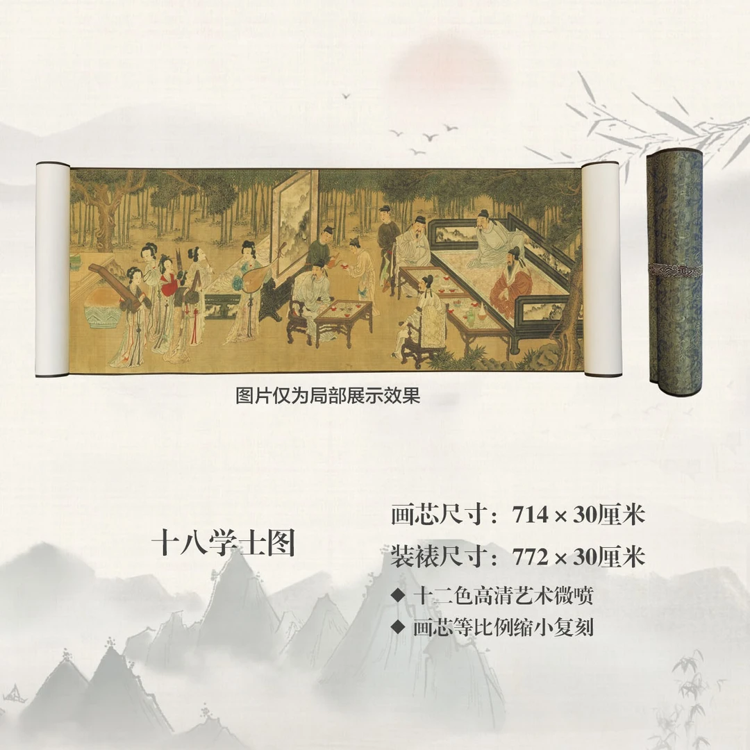 复刻【十八学士图】宣纸高清微喷中式古典书房茶室客厅