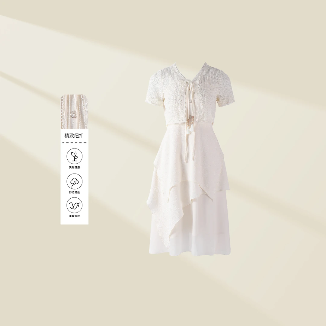 【小依专享】D5326073A夏季气质蕾丝连衣裙两件套-6073