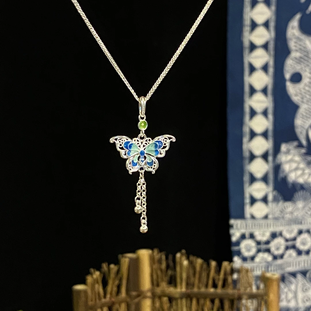 坠链均足银 庄周蝴蝶套链