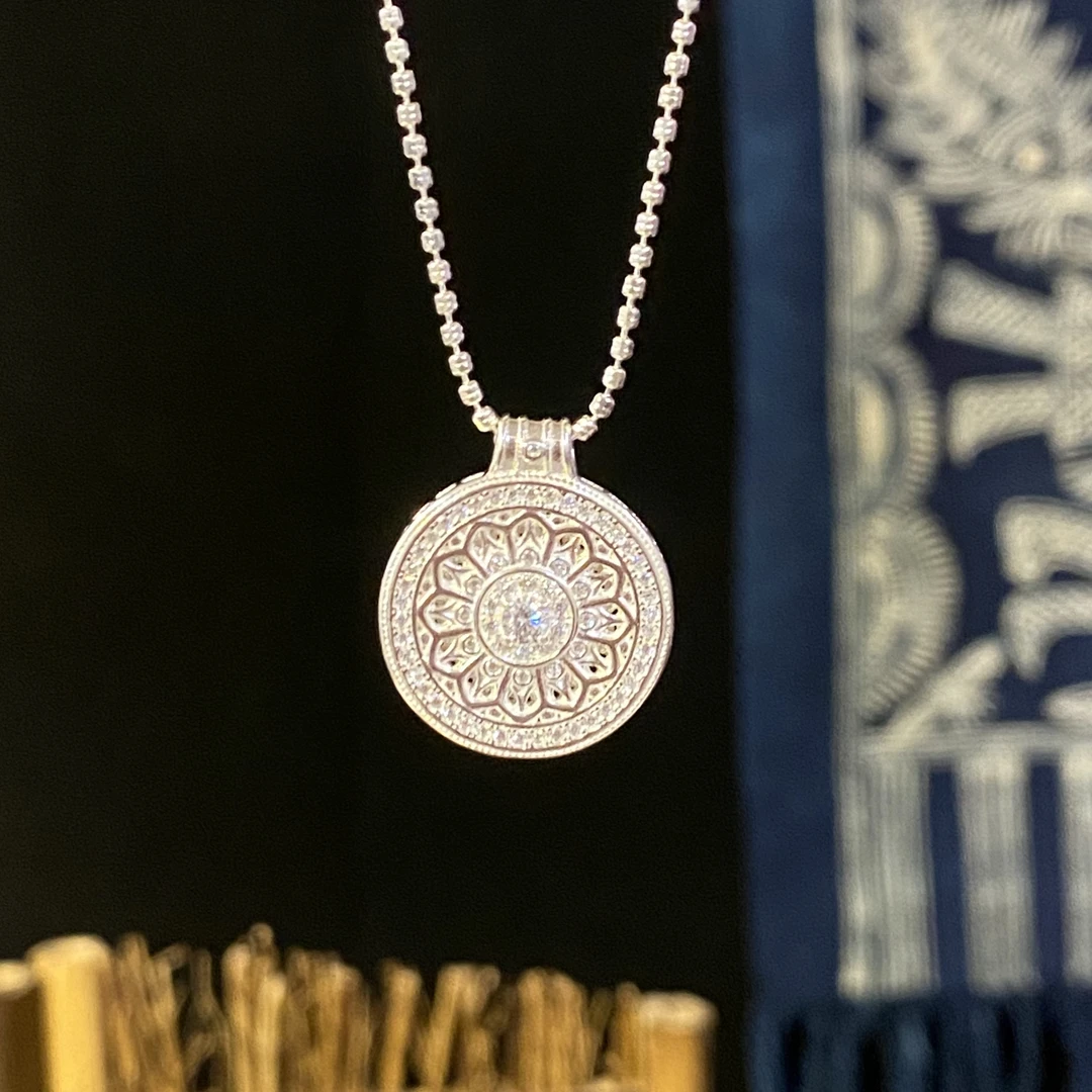 吊坠足银 足银999 幸运罗盘毛衣链 项链套链 素色