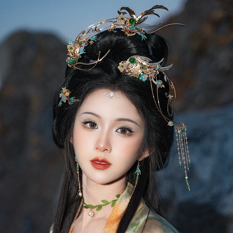 古风掩鬃发钗簪子圣母发冠耳环全套配饰