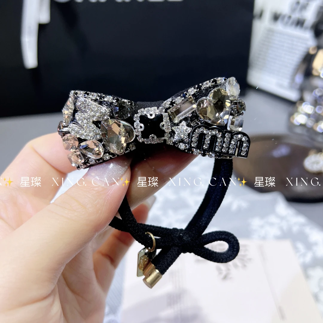XC A068 小香风气质韩版重工闪钻蝴蝶结发夹女高级感小众时尚发饰