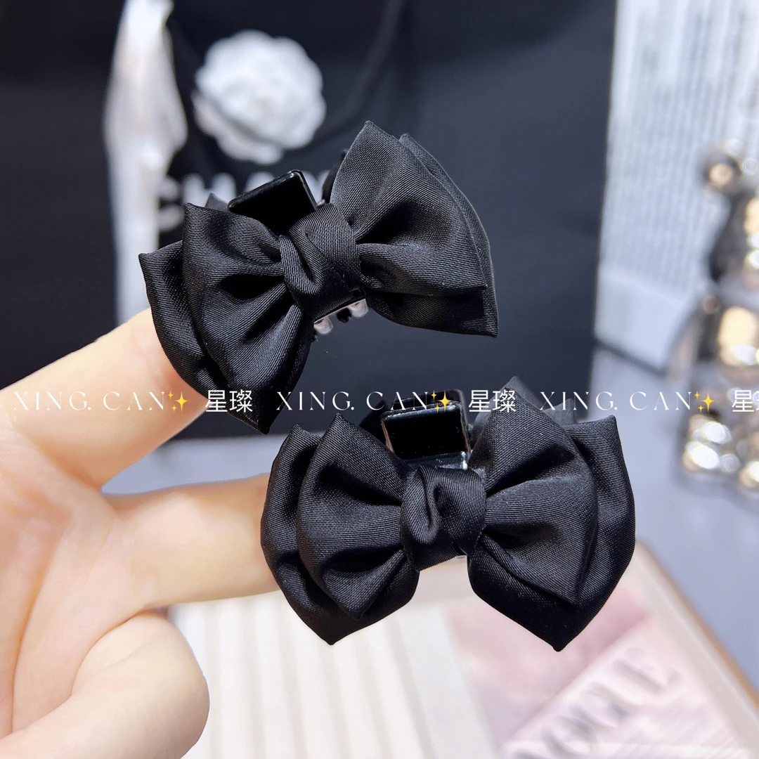 奶油色缎面蝴蝶结抓夹ins风网红高颜值法式公主发抓小号气质发夹