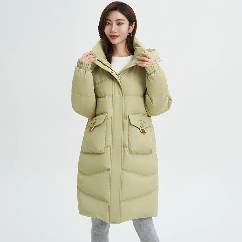羽绒服连帽长款时尚休闲宽松加厚外套V400802307
