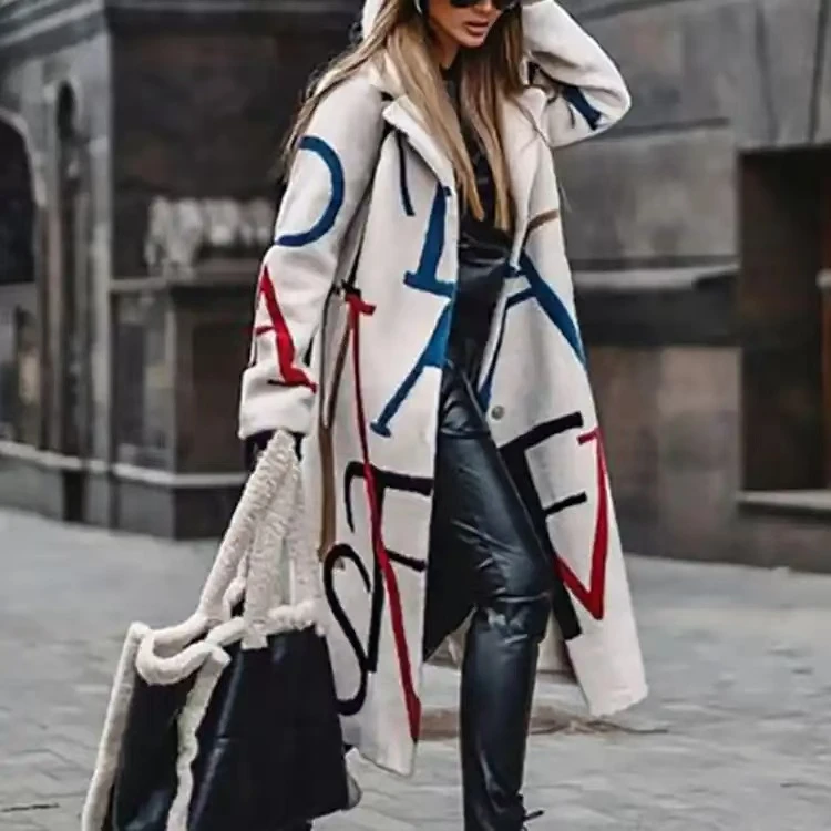 秋冬网红洋气款毛呢风衣外套