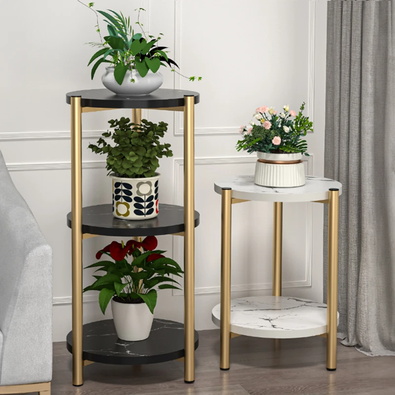 轻奢铁艺花架子客厅落地式多层卧室花盆架简约欧式电视柜摆件置物