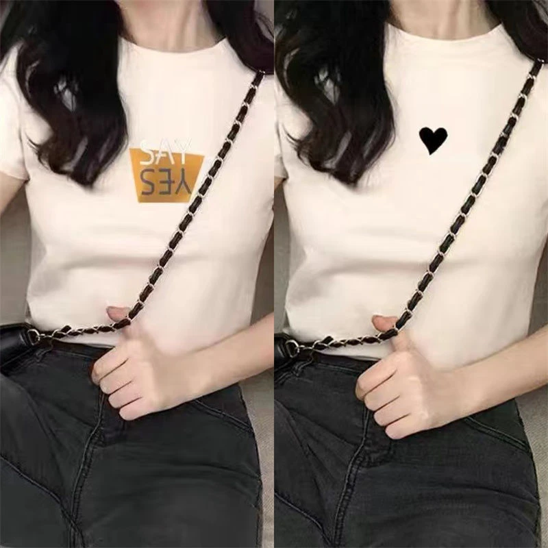 单/两件装 短袖女夏新款设计感小众白色T恤圆领宽松半袖上衣ins