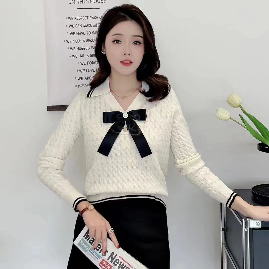 【诗涵定制】2023秋冬新款小香风时尚百搭韩版洋气长袖显瘦针织衫女