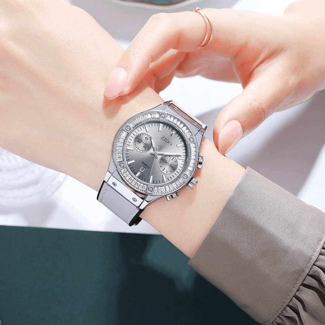 【官方正版】ZD莫兰迪高级灰时尚运动多功能防水手表女士腕表6881