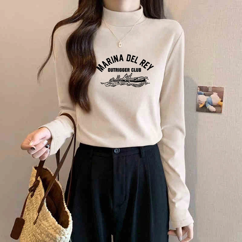 德绒半高领秋冬2024新款打底衫女长袖t恤ins加厚保暖修身内搭上衣