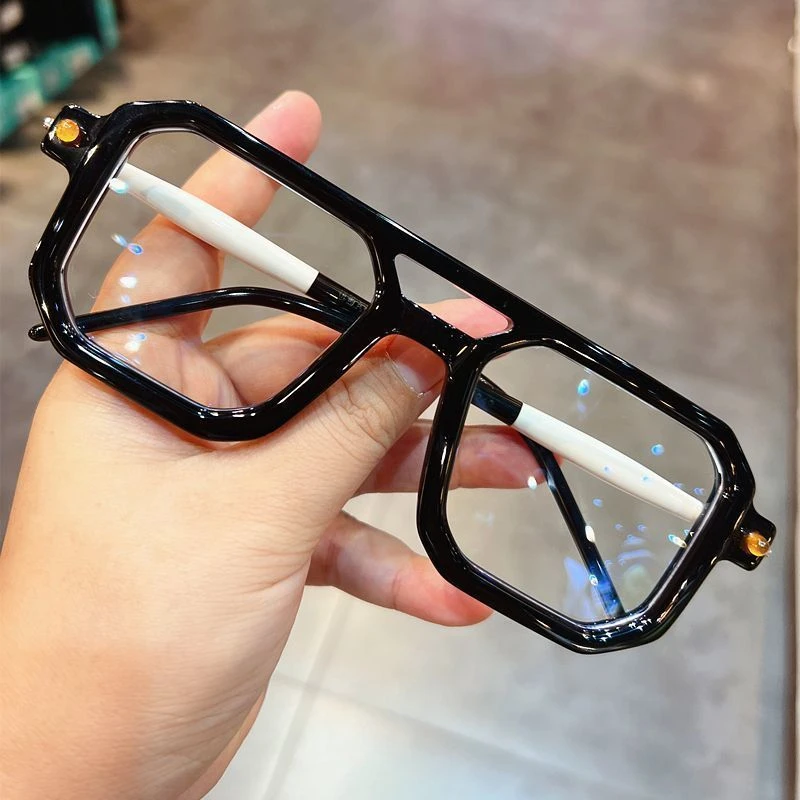 欧美复古黑框老花眼镜双梁男女士时尚大框洋气中老年人平光老光镜