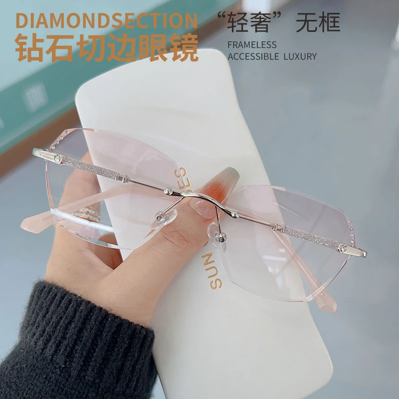 无框老花镜女士款中老年时尚超轻优雅老化镜舒适防蓝光眼睛高档