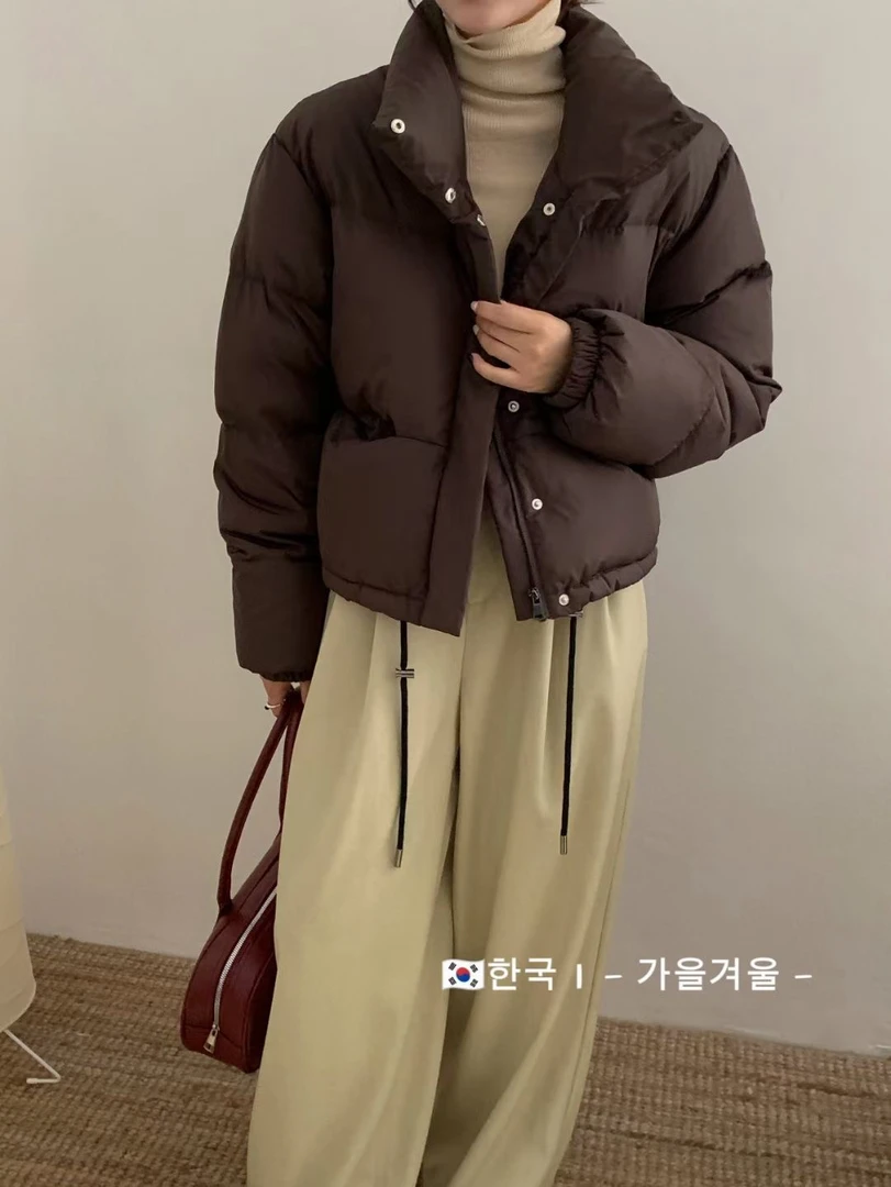 韩国东大门2024冬款立领简约时尚保暖外套女