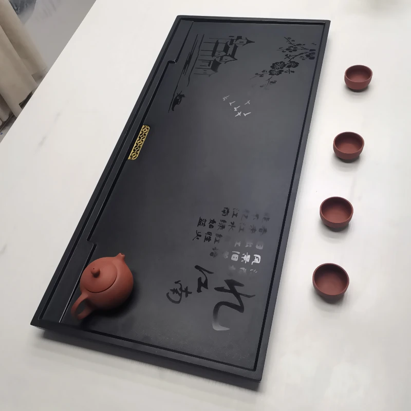 忆江南80*37*3合成石茶盘家用办公室茶盘托盘带排水一体网红茶盘