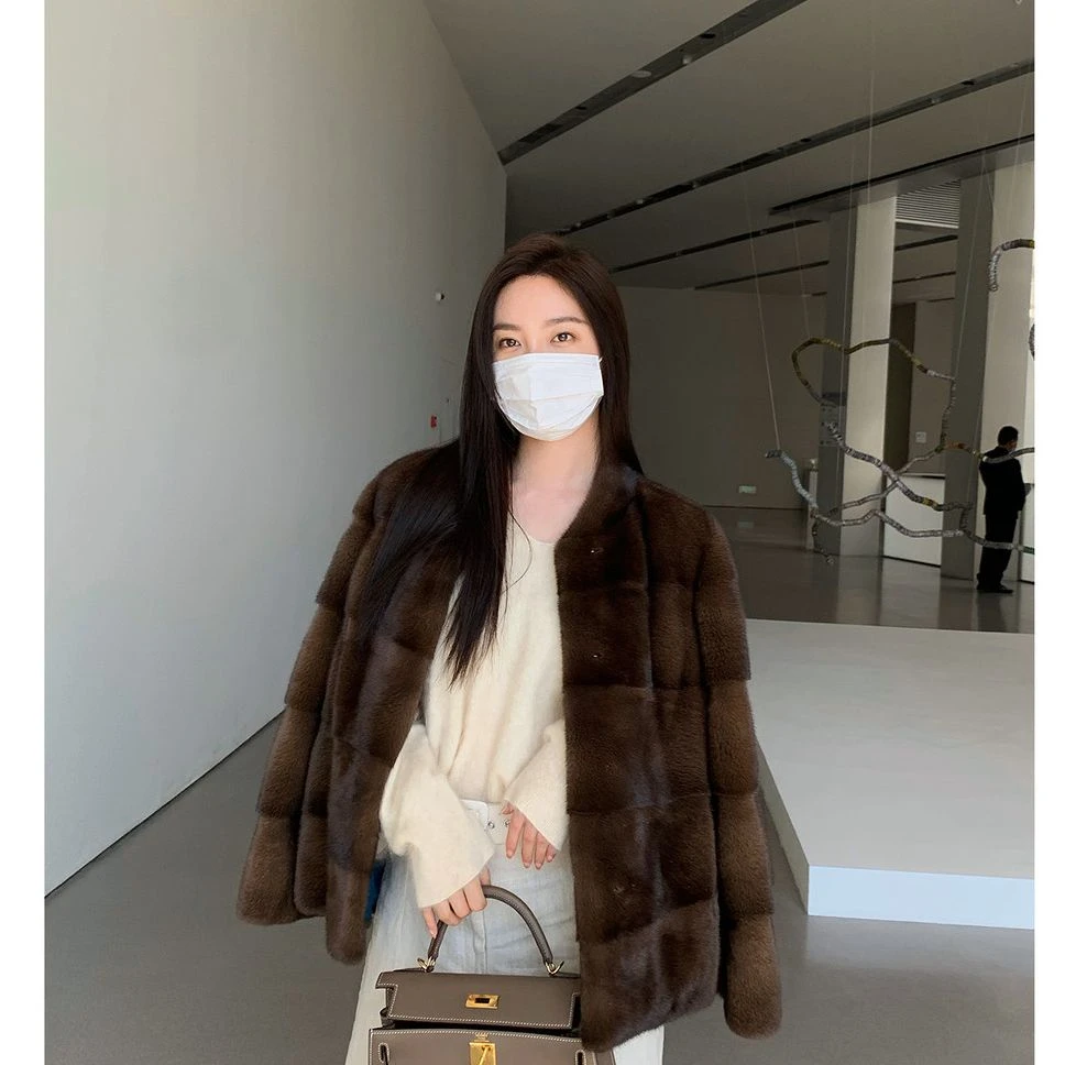 付智恩 进口貂皮大衣复古慵懒风水貂天鹅绒皮草外套女冬