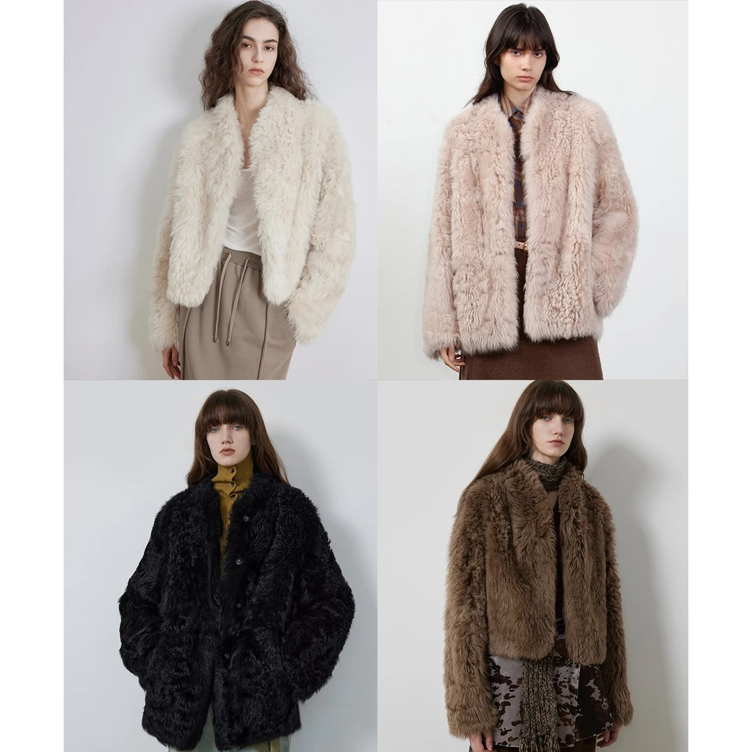 付智恩 晨雾童话 进口托斯卡纳半卷皮草外套年轻款立领皮毛一体冬