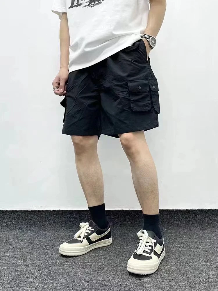 美式高街休闲宽松机能纯色工装短裤国潮牌多口袋薄款五分裤男夏季
