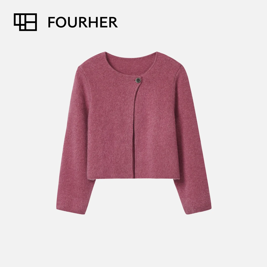 FOURHER 绒意千层 丰盈拉毛牦牛绒 一粒扣千金感开衫外套