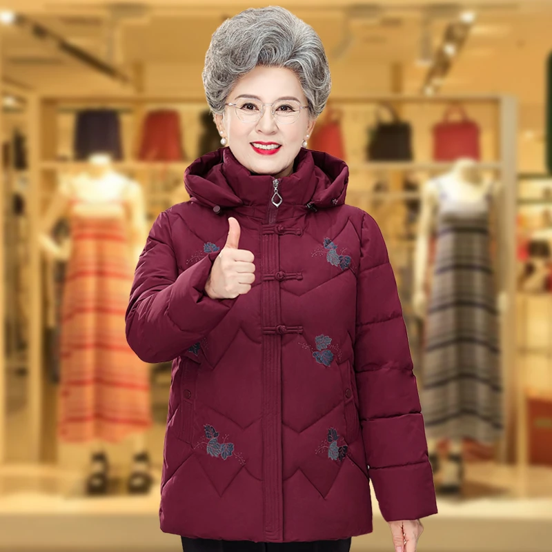 中老年人棉衣女奶奶加绒保暖妈妈高贵加厚棉服老太太冬装棉袄