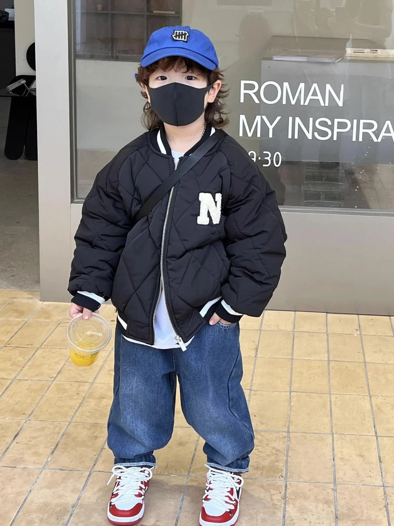 儿童秋冬外套棒球服男童加厚冬季棉服男孩拼色秋冬夹棉保暖棉衣