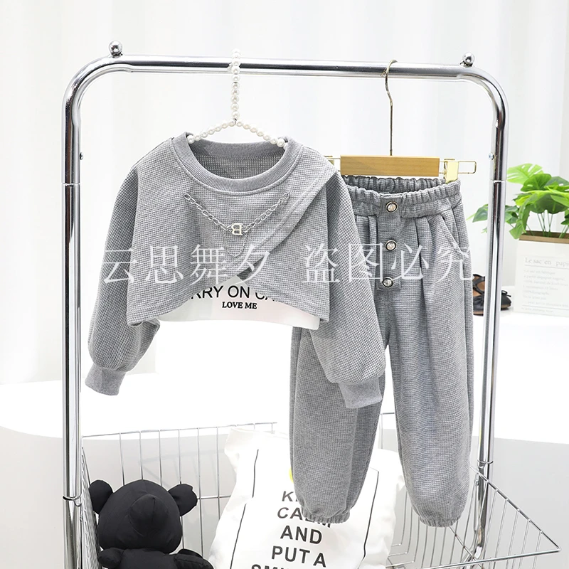 亲子装2025春装新款女童韩版时髦长袖两件套母女装时尚洋气套装潮