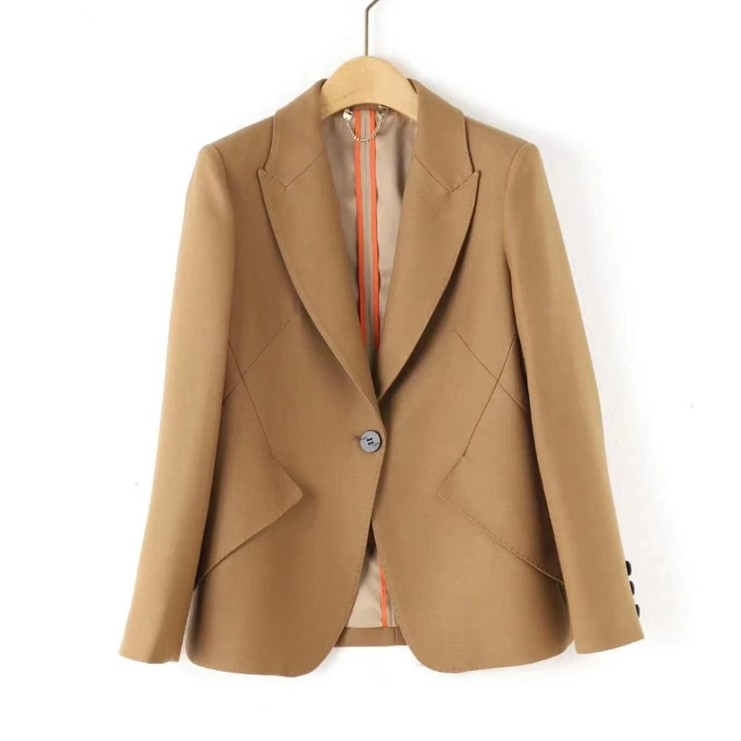 ZR女装西装 2025年秋季新款轻奢一粒扣羊毛西装气质上衣6867