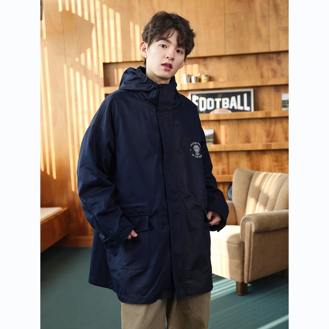 KXLFCHN空穴来风复古刺绣风衣男女春季cityboy潮牌宽松中长款外套