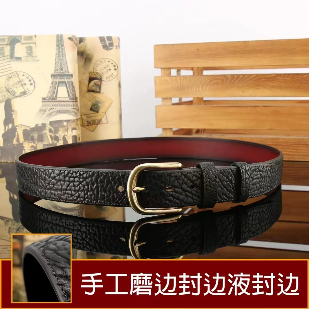 男士高端皮带新款（A级）狂野牛皮双面无夹层进口牛皮腰带3.8宽