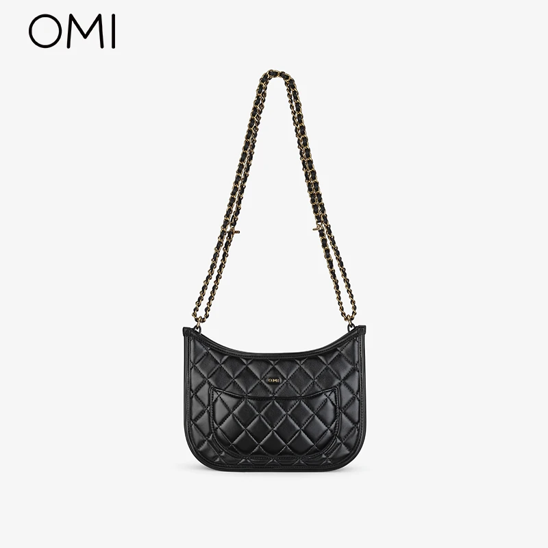 欧米新款小香风菱格包单肩腋下斜挎编制链条