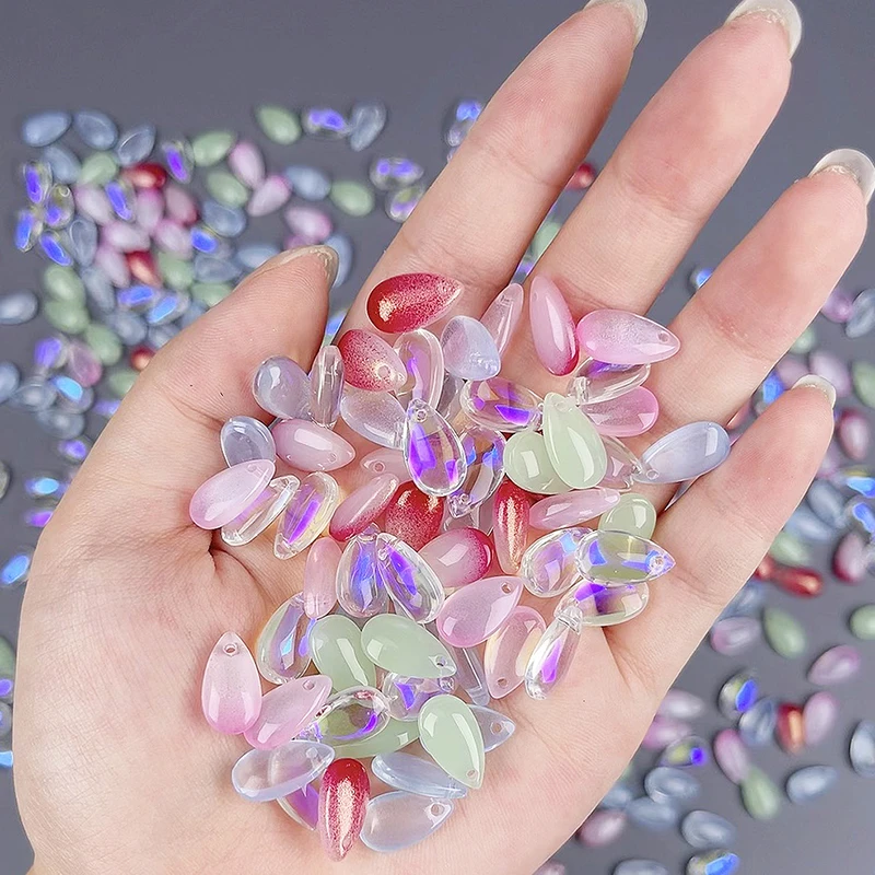 水滴彩色琉璃挂件吊坠耳坠饰品DIY配件挂坠耳环