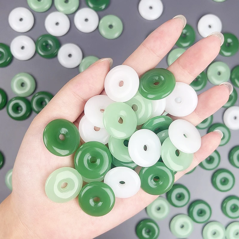 绿色平安扣挂件琉璃吊坠吊饰DIY饰品配件手工编织项链