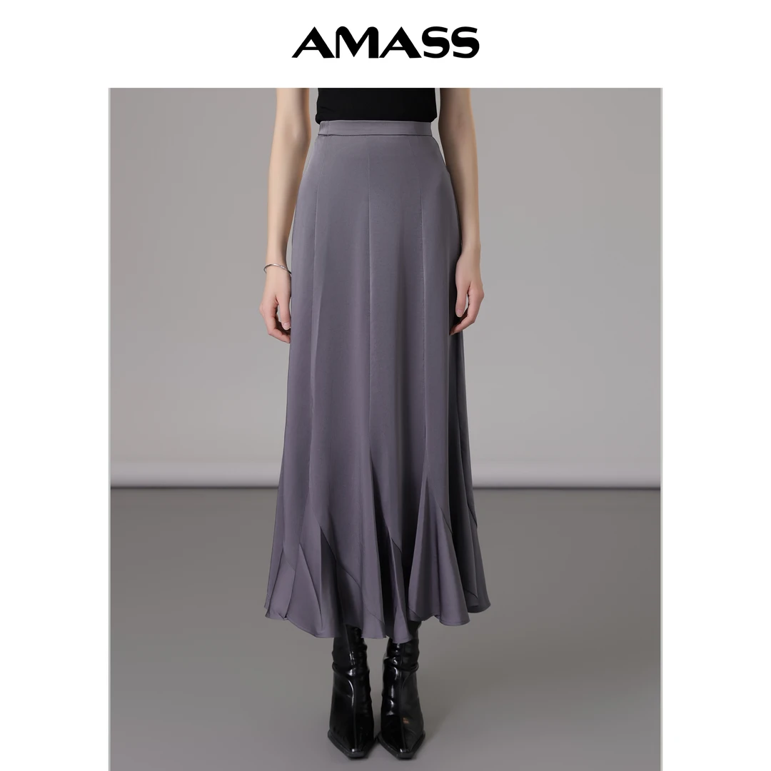 AMASS/阿玛施24早春新款优雅高腰气质长裤鱼尾显瘦半身裙5200385