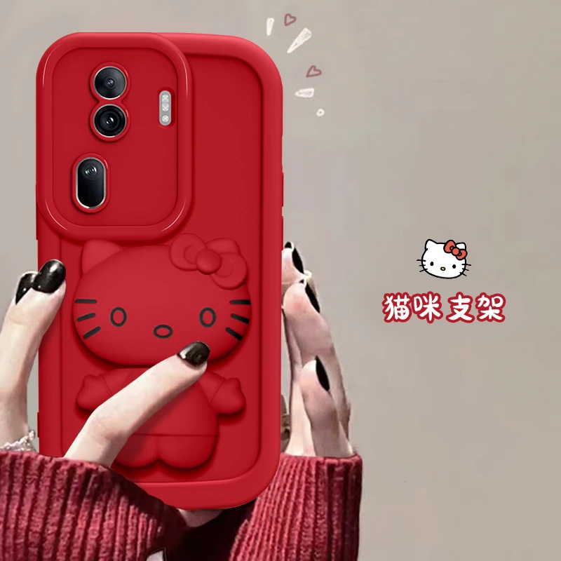 oppo Reno11Pro手机壳猫猫支架泡芙壳高颜值创意可爱硅胶全包防摔