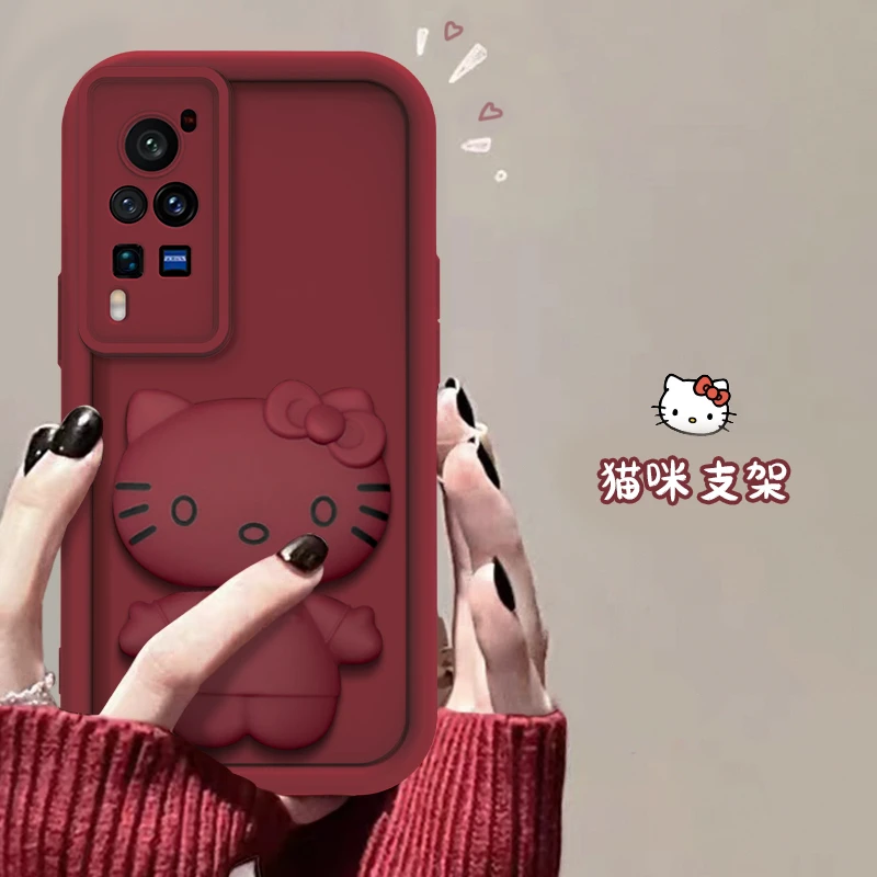 vivo X60Pro手机壳猫猫支架款网红爆款天眼硅胶全包防摔可爱女款