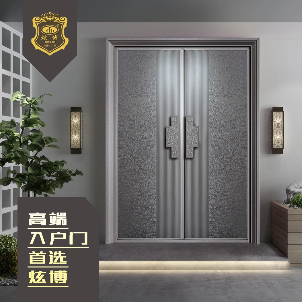 入户门双开铝雕大门别墅门+不锈钢入户门