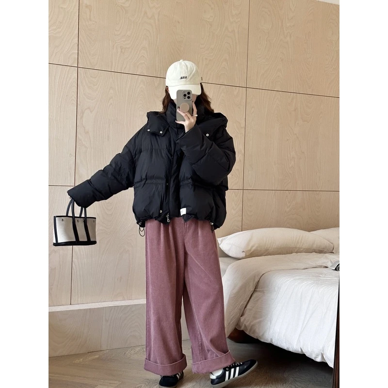 N【半熟冬日】冬季短款羽绒服休闲百搭连帽宽松韩版外套8045