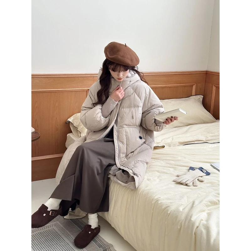 X【氧气茶茶】2023长款减龄时尚休闲90绒羽绒服8148