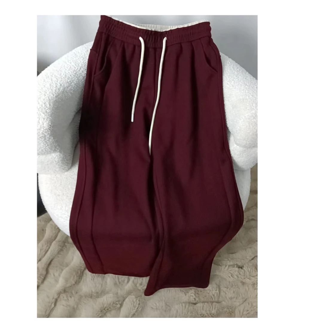 金姐家~秋冬款撞色高腰百搭加厚款窄版阔腿裤A3636