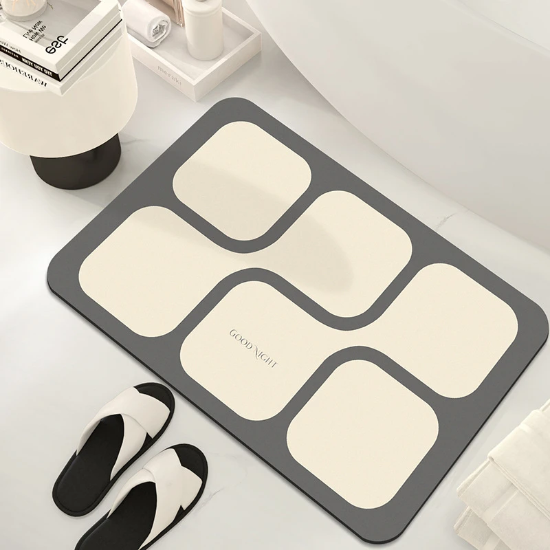 现代硅藻泥浴室地垫简约方格速干卫生间吸水垫门垫脚垫地毯吸水