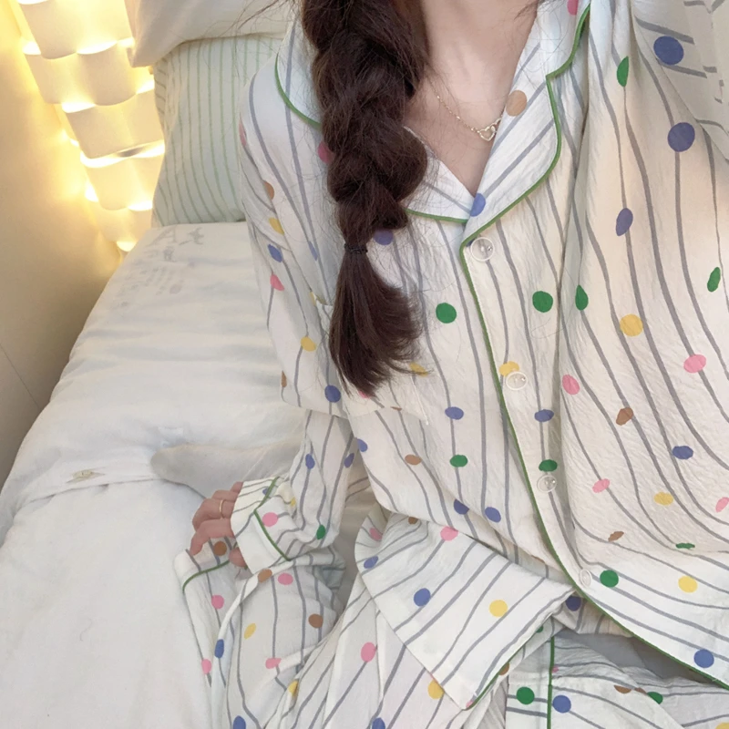 【圆点点】拍一发二长袖长裤秋冬季云朵棉两件套睡衣女生可爱家居服