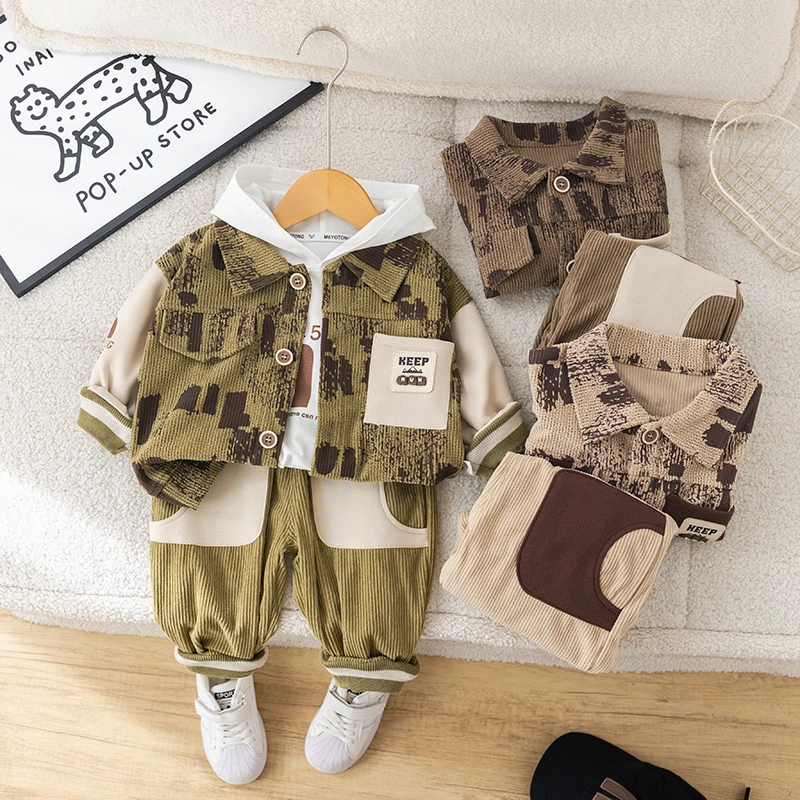 男童童装春秋装套装2024新款宝宝帅气休闲秋装中小童长袖三件套潮