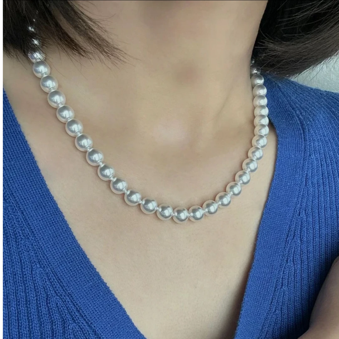 【毕业级】A67-2正圆无暇镜面光6-6.5银扣100%纯天然珍珠项链