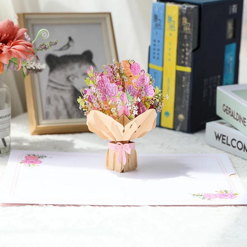 教师节贺卡创意花束简约款儿童手写祝福留言卡送老师感谢师恩礼物