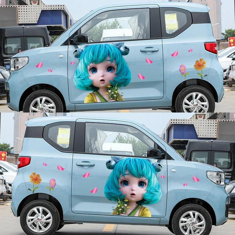 王者荣耀汽车贴纸遮挡划痕个性创意卡通装饰网红同款拉花蔡文姬贴