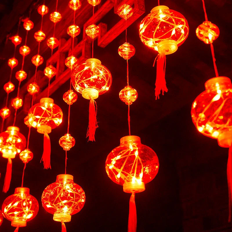 红灯笼窗帘灯led彩灯闪串灯婚礼喜庆家用氛围灯节日活动场景布置