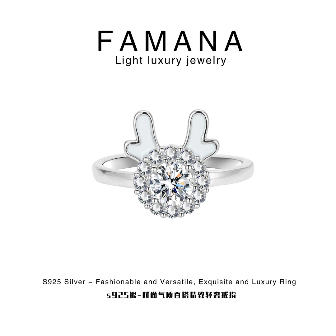 Famana/法曼娜 925银莫桑石戒指 【龙运当头】俏皮可爱小萌龙戒指